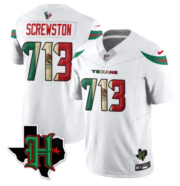 Men's White Houston Texans #713 Screwston F.U.S.E. Mexico Vapor Limited Stitched Football Jersey